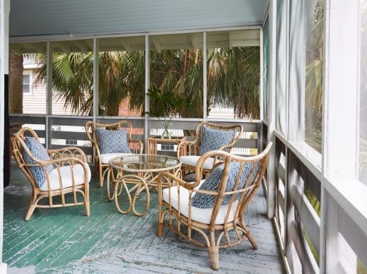 life styled screened porch at sandpiper cottage