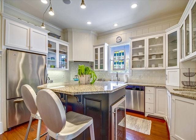 the kitchen at a wave call cottage for your Tybee beach vacation