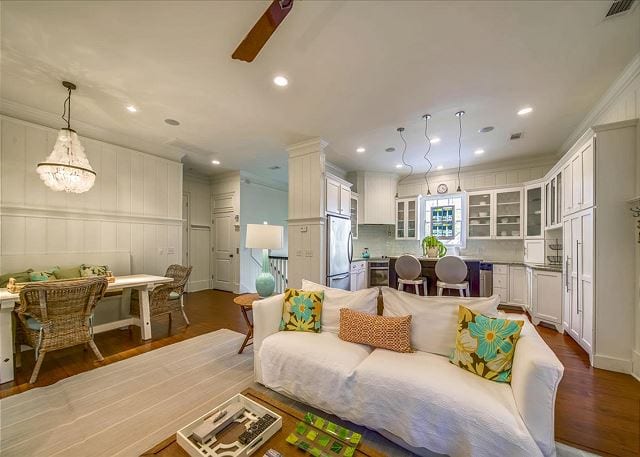the open floor plan at a wave call cottage for your Tybee beach vacation