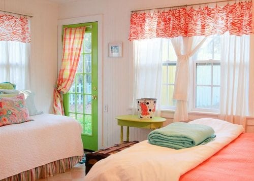 the orange bedroom at The Shrimp Cottage