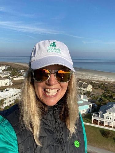 the midwest mermaid in a mermaid cottages cap