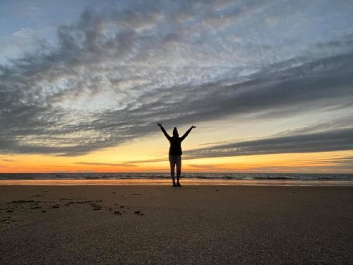 the midwest mermaid at sunset on tybee island