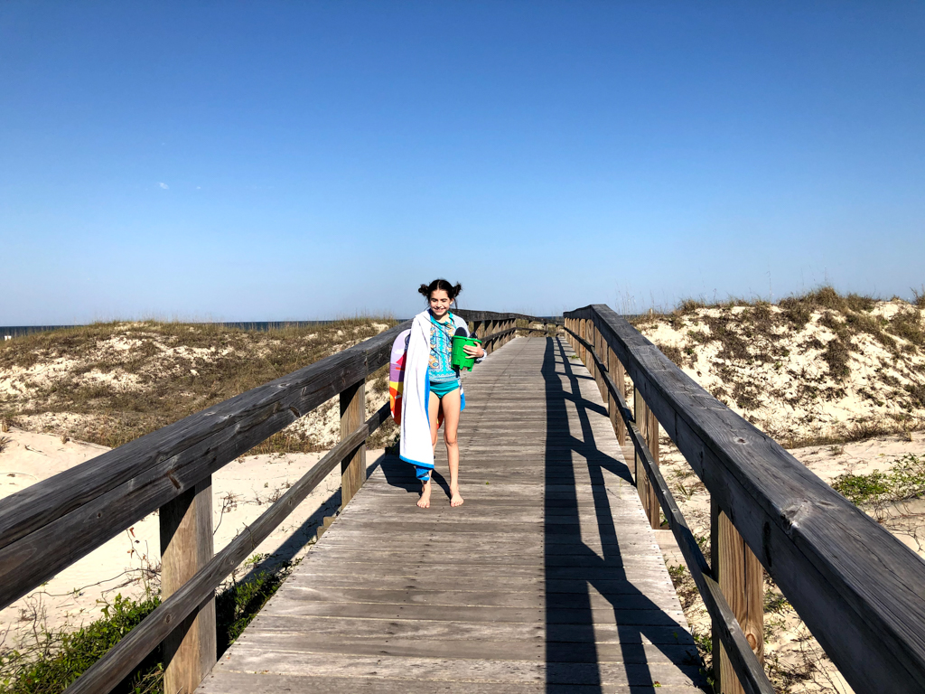 blue skies beach access